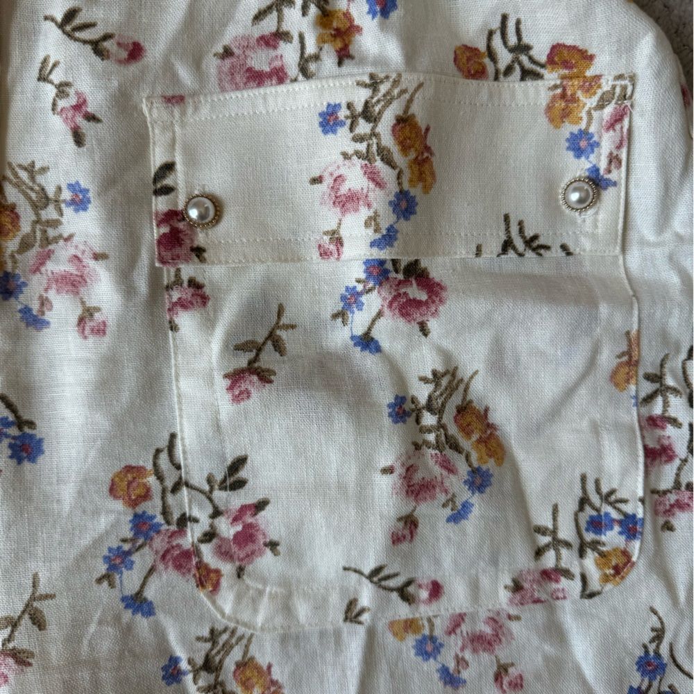 House of Harlow 1960 linen floral romper with pearl belt detail buckle sz 12 - Picture 5 of 12
